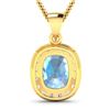 Image 3 : 14KT Yellow Gold 3ctw Aquamarine and Diamond Pendant