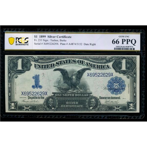 1899 $1 Black Eagle Silver Certificate PCGS 66PPQ