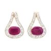Image 1 : Plated 18KT Yellow Gold and Sterling Silver 2.55ctw Ruby and Diamond Earrings