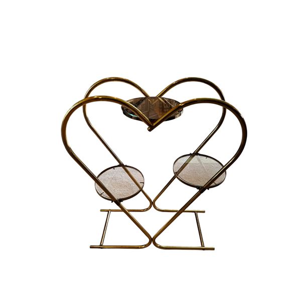 Vintage Brass Heart Shaped 3 Tier Display Stand
