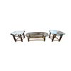 Image 1 : 3pc Mid Century Modern Faux Tusk Brass Coffee Table & End Table Set