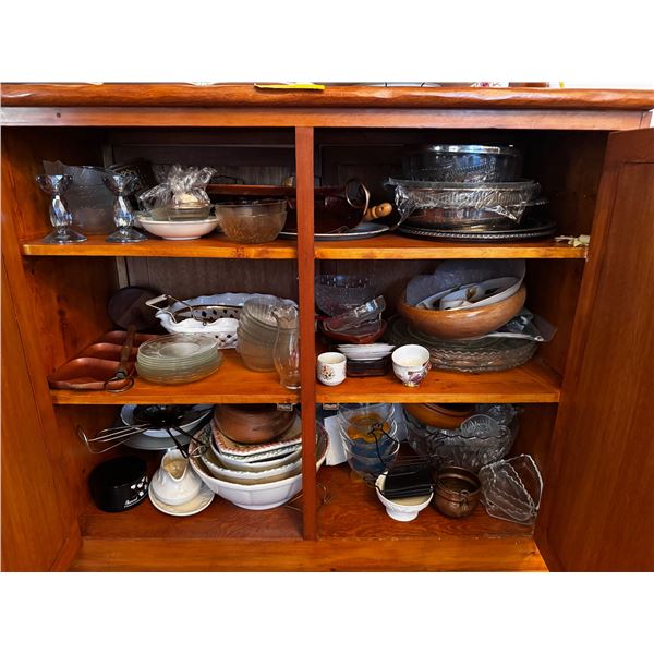 Assorted Dishware, Cups, Pin Wheel Crystal, Steins, Candle Stick Holders, & More