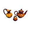 Image 1 : 3pc Vintage Glazed Pottery: Teapot, Pitcher, Lighter