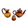 Image 2 : 3pc Vintage Glazed Pottery: Teapot, Pitcher, Lighter