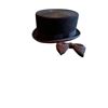 Image 1 : Vintage Brown Meyers Lexington KY Top Hat With Matching Bow Tie