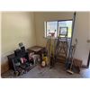 Image 1 : Assorted Tools, Ladder, Chimney Cleaner Fertilizer, Makita Drill, Tables, & More