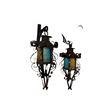 Image 2 : Pair Of Vintage Outdoor Hanging Coloured Glass Lanterns