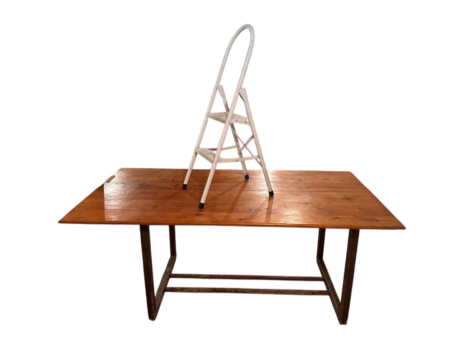 Two Step Work Table 2 Step Ladder & Vintage Industrial tyle Wood Top Work Table