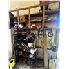 Image 1 : Shelving With Car Parts, Tools, Broom, Hard Hat, Trailer Hitches, Ryobi Batteries, And More