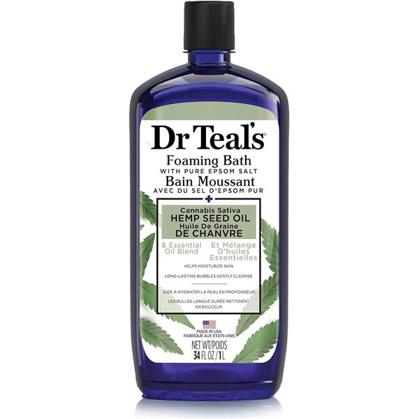 NEW 1L DR TEALS FOAMING BATH EPSOM SALT HEMP SEED