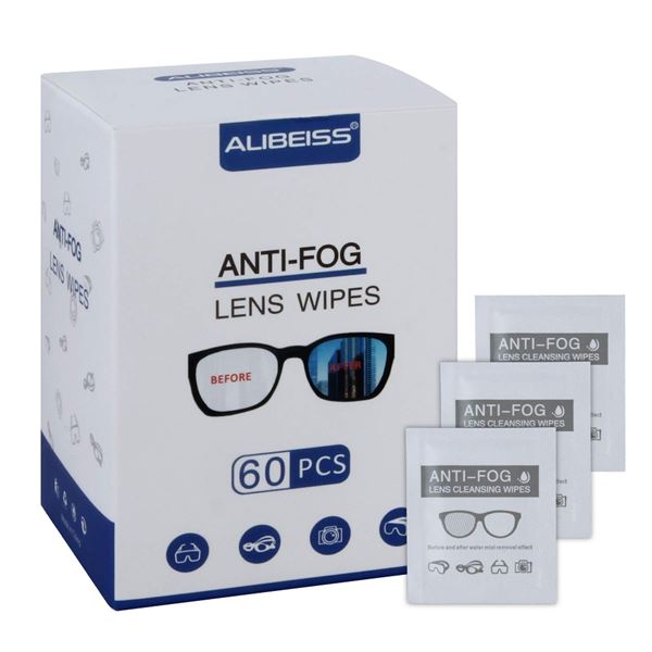 NEW 60 PIECES ALIBEISS ANTI-FOG LENS WIPES