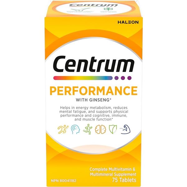 NEW 75 TABLETS CENTRUM PERFORMANCE MULTIVITAMIN