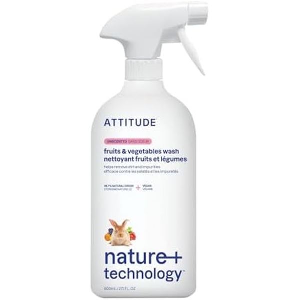 NEW 800ML ATTITUDE UNSCENTED FRUIT & VEG WASH