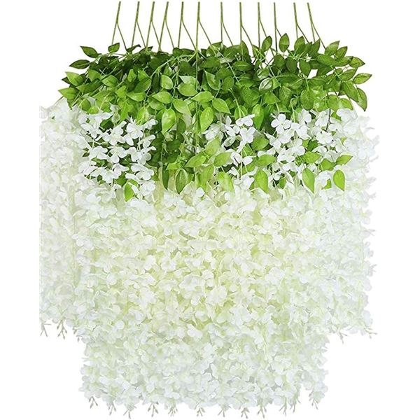 NEW 12 PC ARTIFICIAL WEDDING DECOR - WHITE
