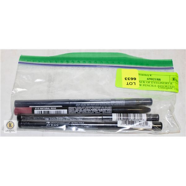 NEW 4 PACK OF EYELINERS & EYEBROW PENCILS ASSORTED