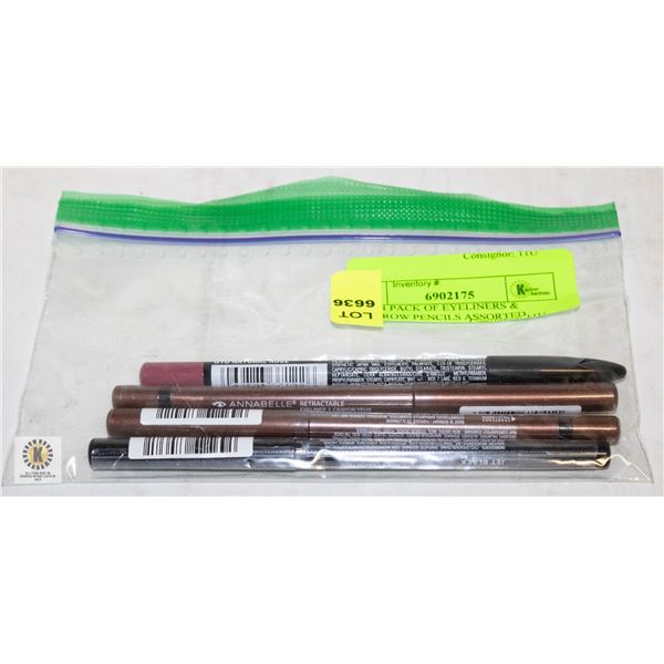 NEW 4 PACK OF EYELINERS & EYEBROW PENCILS ASSORTED