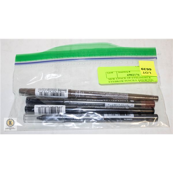NEW 4 PACK OF EYELINERS & EYEBROW PENCILS ASSORTED