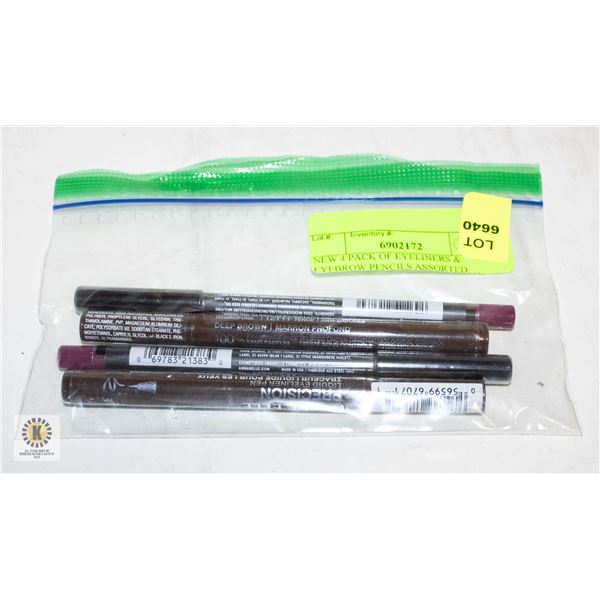 NEW 4 PACK OF EYELINERS & EYEBROW PENCILS ASSORTED
