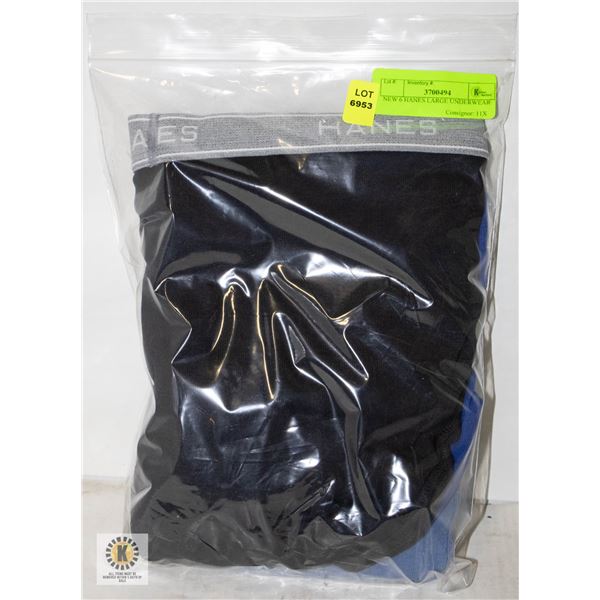 NEW 6 HANES LARGE UNDERWEAR