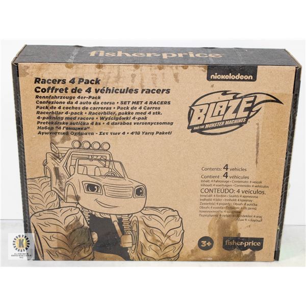 NEW WITH BOX FISHER PRICE RACERS 4 PACK BLAZE