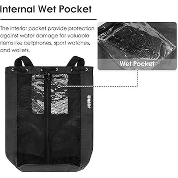 NEW WANDF SWIM BAG MESH WORKOUT GEAR BLACK