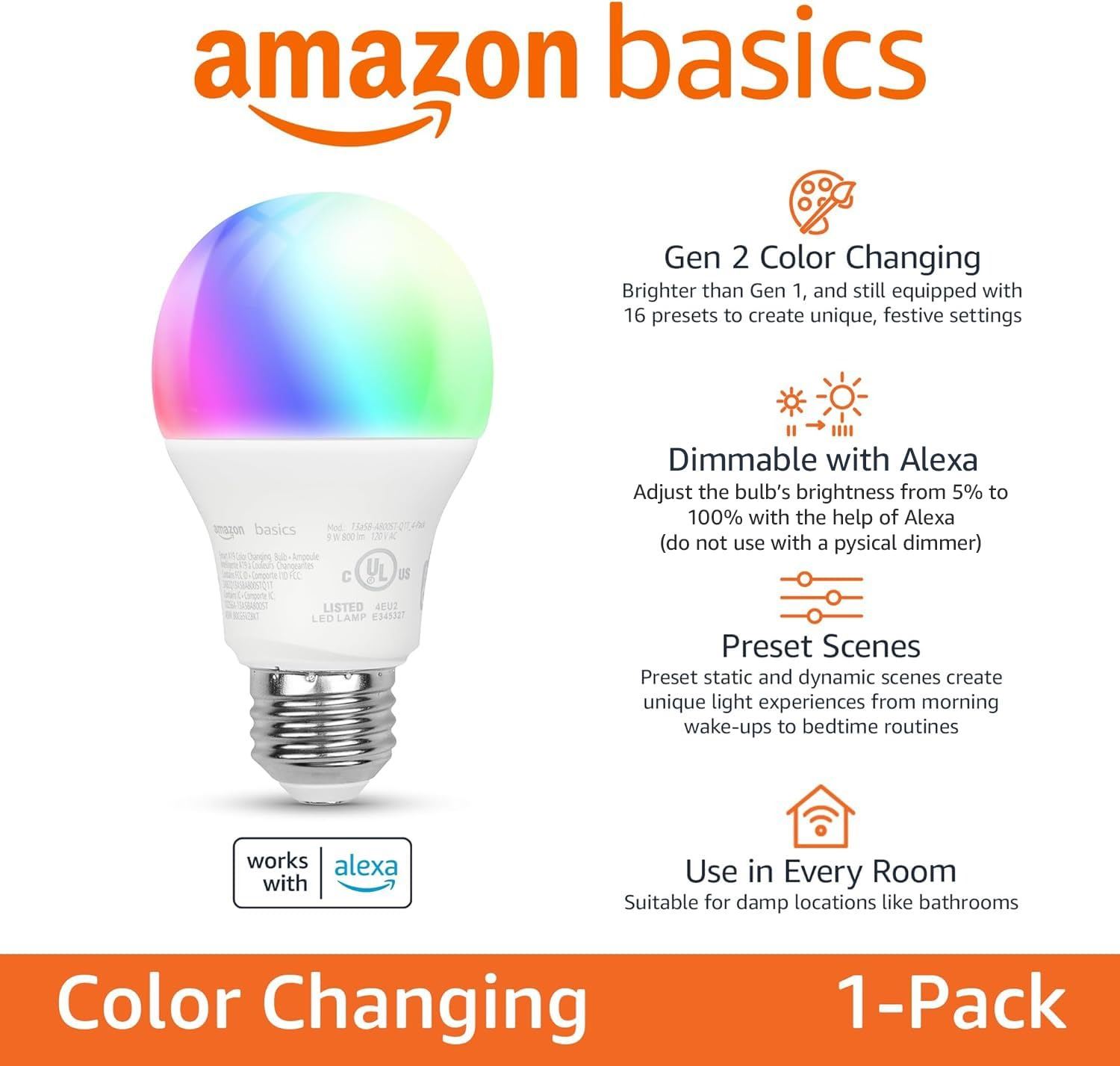 Basic Light Bulb NEW AMAZON BASICS SMART A19 LED LIGHT BULB