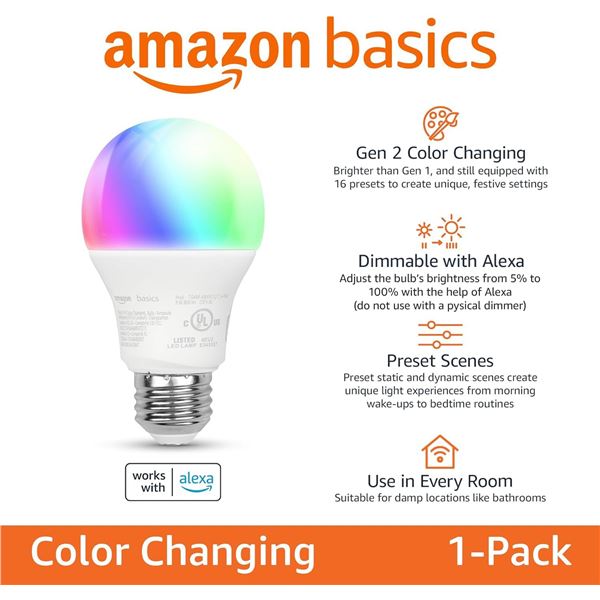 NEW AMAZON BASICS SMART A19 LED LIGHT BULB