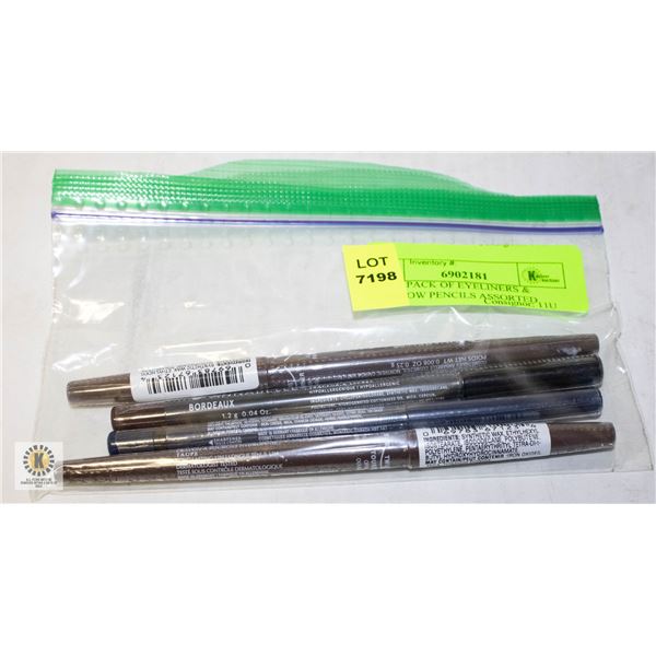 NEW 4 PACK OF EYELINERS & EYEBROW PENCILS ASSORTED