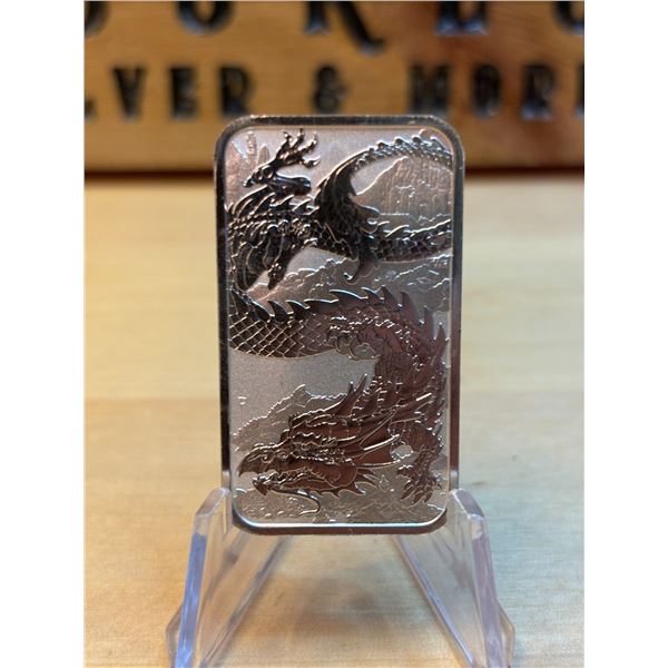 Lot 11-1) 1 oz Australian Year of the Dragon silver bar