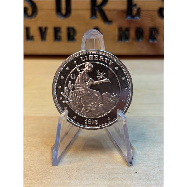 Lot 45-1) 1 oz Samoa Liberty 1876 Silver coin