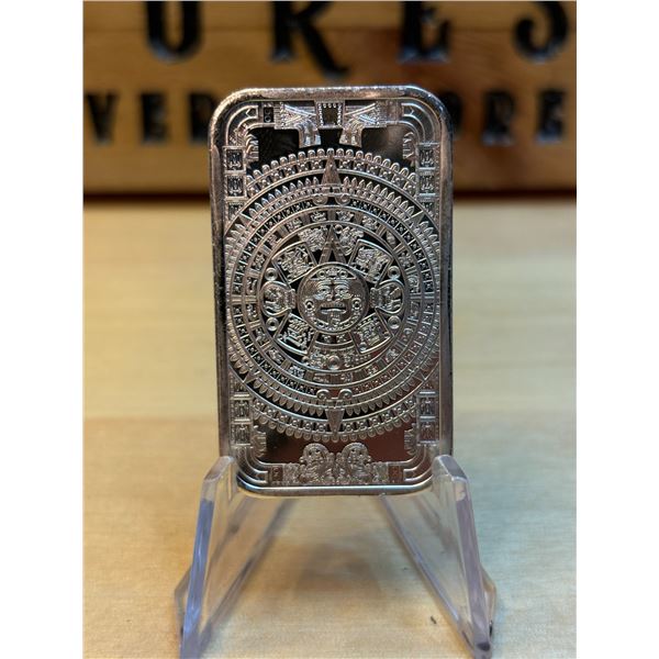 Lot 58-1) 1 oz Aztek Calendar silver bar