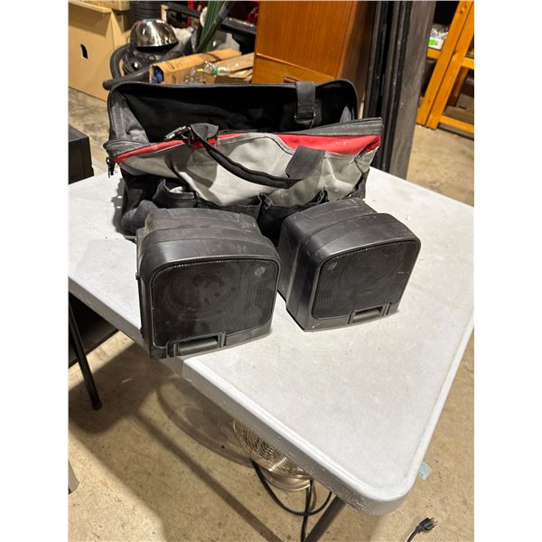 Craftsman tool bag, and two speakers