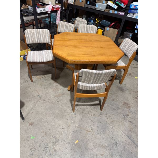 Teak table 6 chairs and 2 leafs