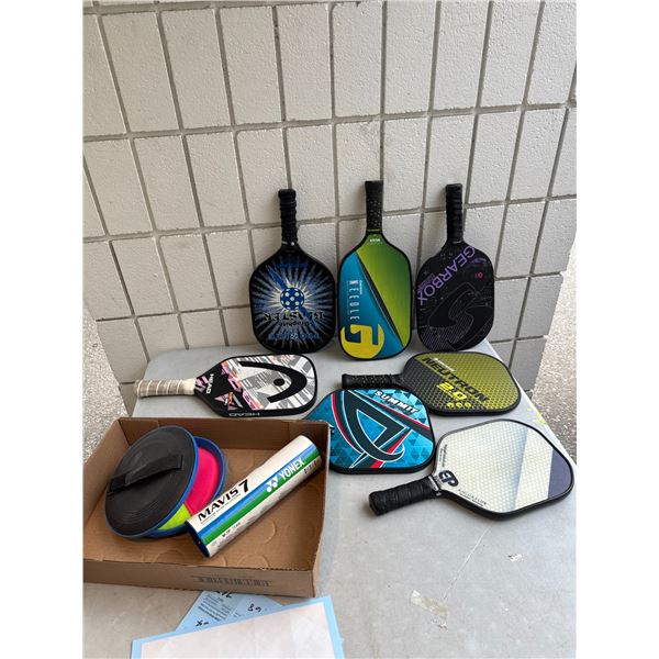 sports rackets, badminton, birdies, and other Velcro game