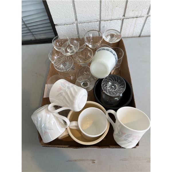 Corral and Pyrex and other mugs and glasses