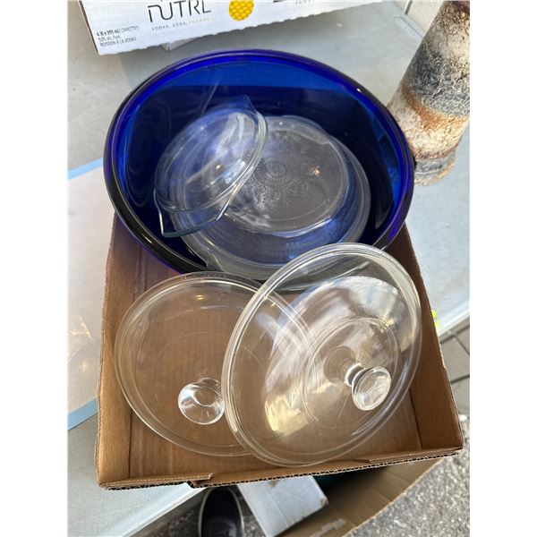 Bowls and glass lids, etc.