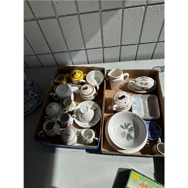 Assorted dishes, cream and sugar, etc.