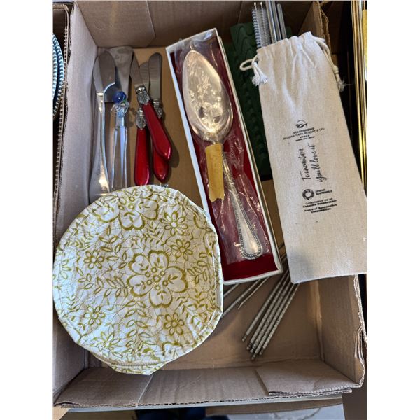 Nut pics and serving utensils, reusable straws, and