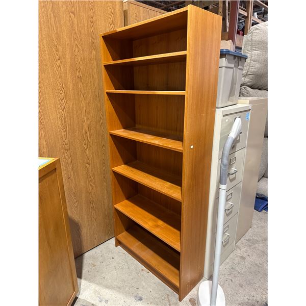 Teak bookshelf, 31 1/4 x 11 1/2" 71 and three-quarter inches tall