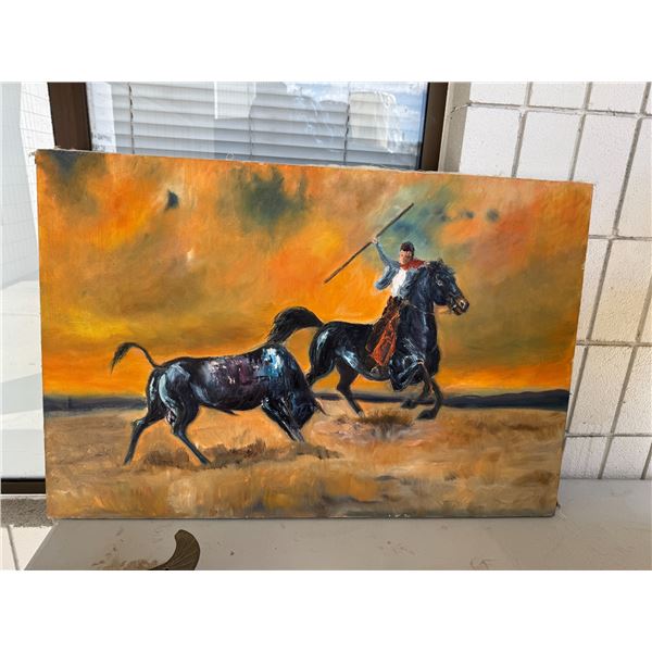 Bullfighter oil painting 24 x 36 after Robert Barnete