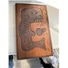 Image 1 : Whale and raven cedar panel signed Wanik 74, 11" x 18"