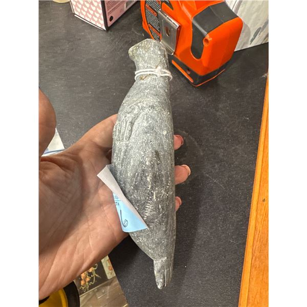 Inuit seal stone sculpture signed