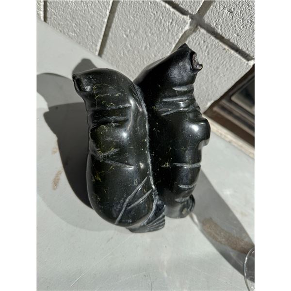 Inuit 2 walrus sculpture 6 inch signed