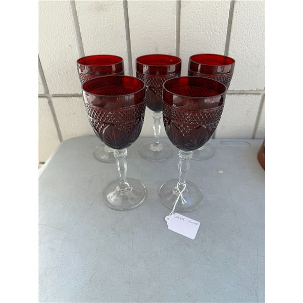 5 crystal D'arques Ruby goblets