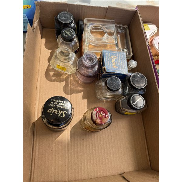 Vintage ink, bottles, etc.