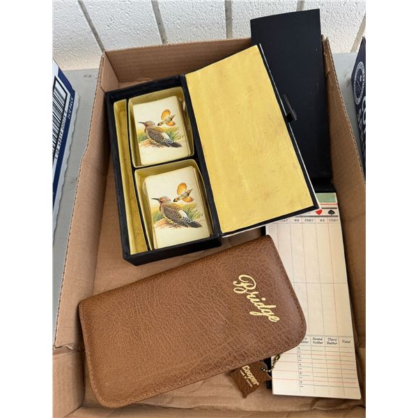 Bridge score pad, and cards