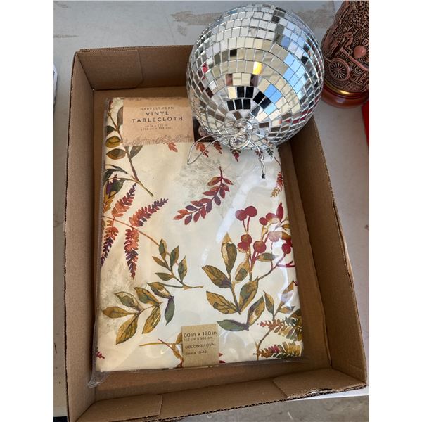 Vinyl tablecloth with disco ball