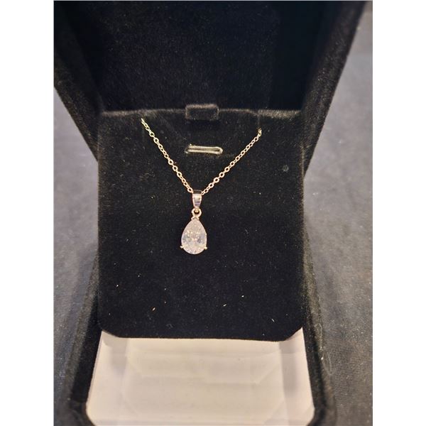 Sterling silver 3ct pear cut necklace. 16-18"