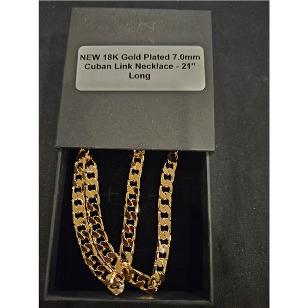 18K gold plated 7mm Cuban link necklace