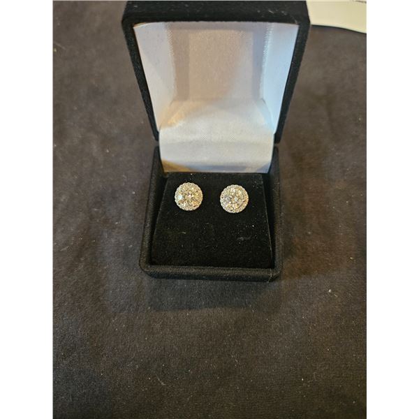 2.00CT TW GRA Certified Moissanite silver round halo earrings. Retail $1,580